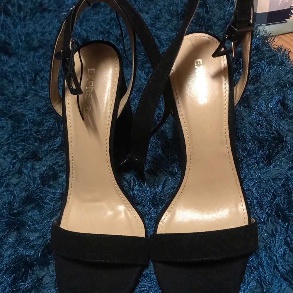 Express strappy black heels, brand new with tags!